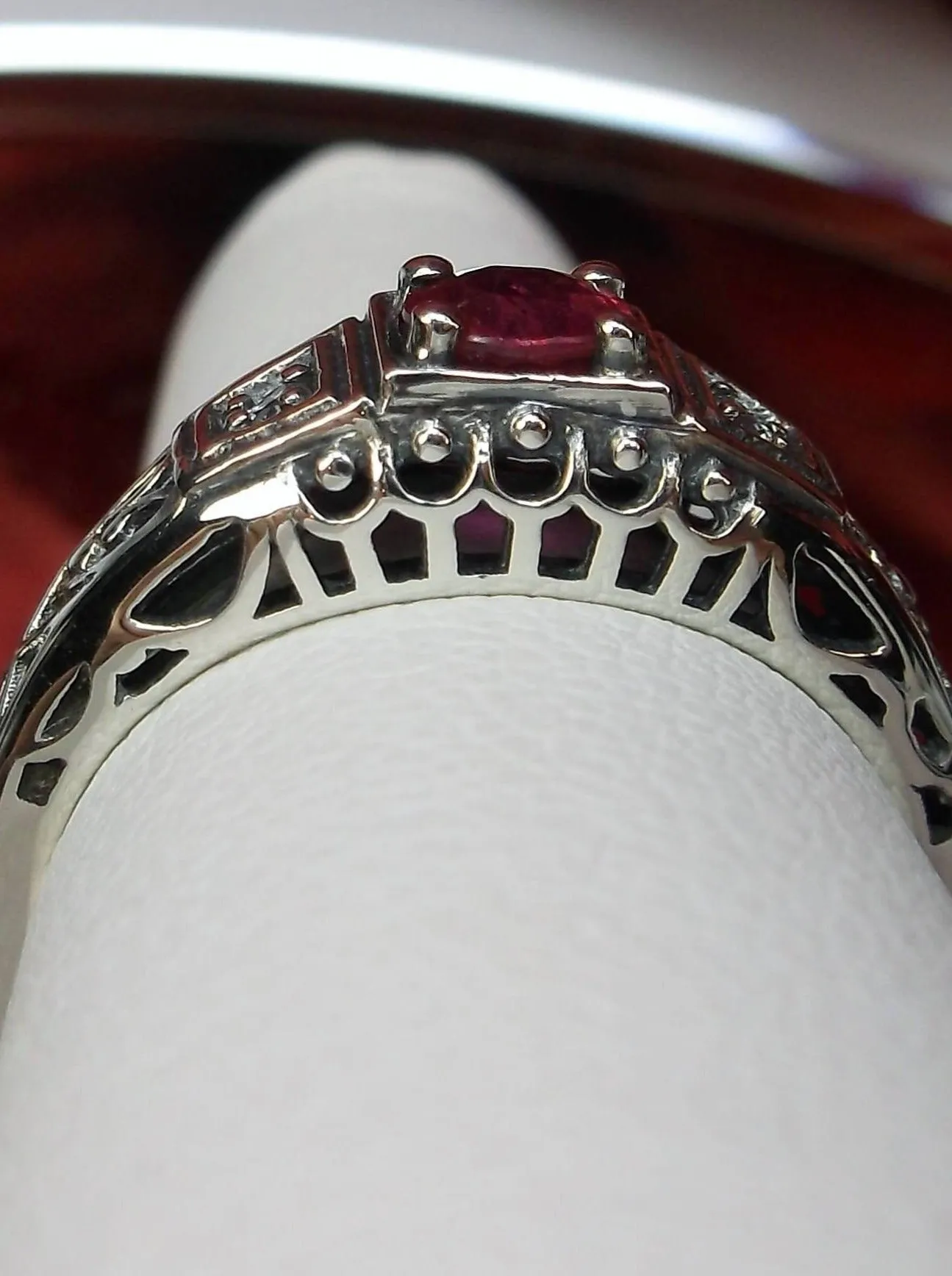 Ruby Ring, Natural Gemstone, Art Deco Jewelry #D49