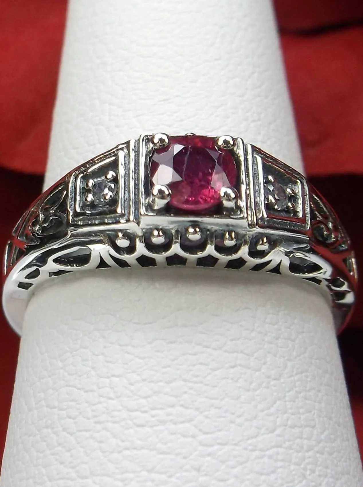 Ruby Ring, Natural Gemstone, Art Deco Jewelry #D49
