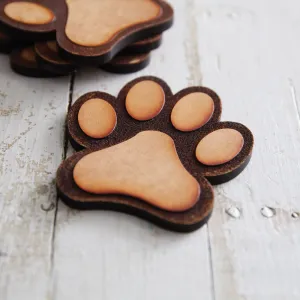 Rustic Wood-Burned Paw Print Drink Coasters - Set of 4