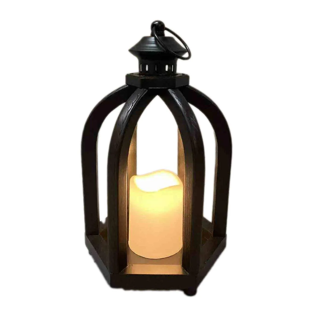 Rustic Wooden LED Candle Lantern