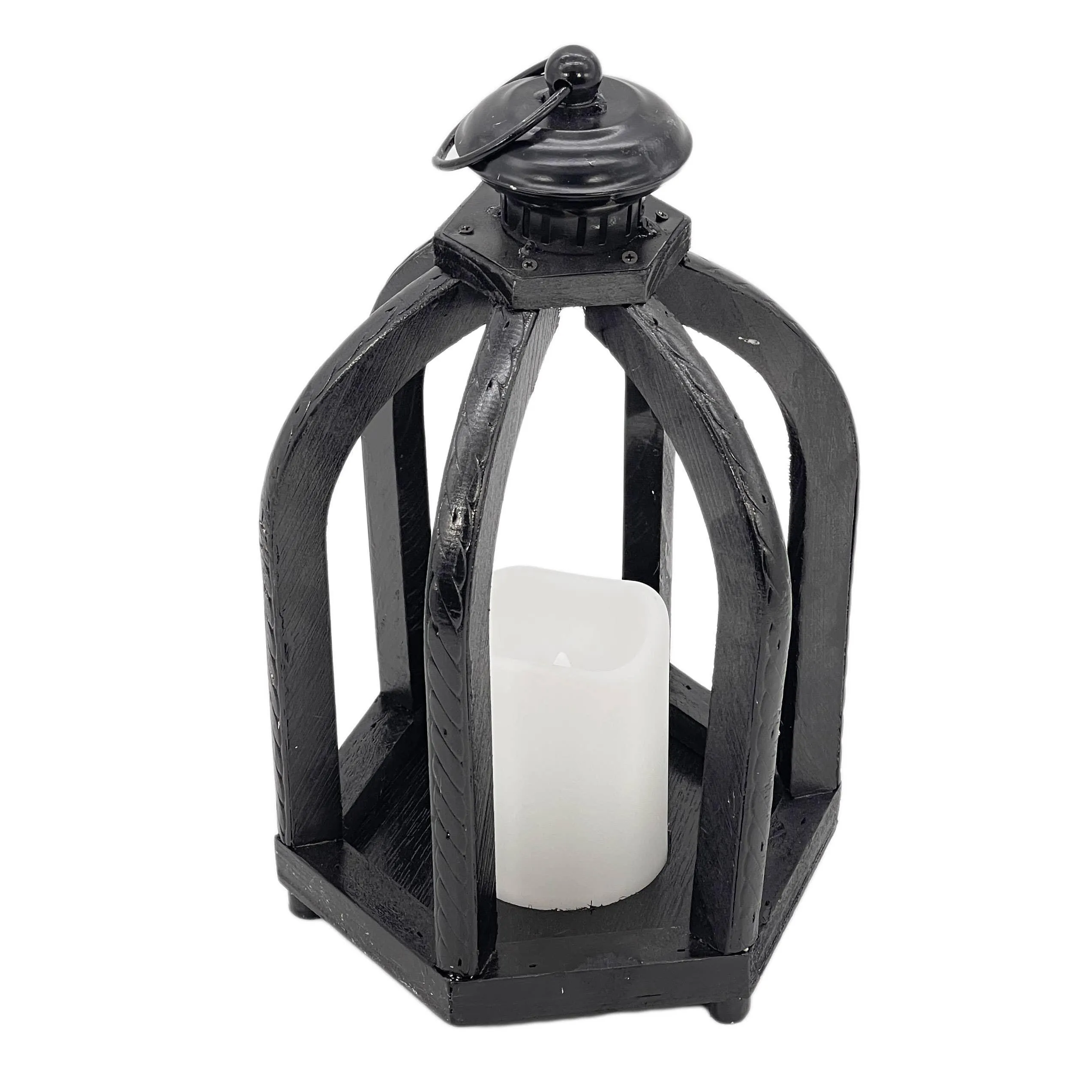Rustic Wooden LED Candle Lantern