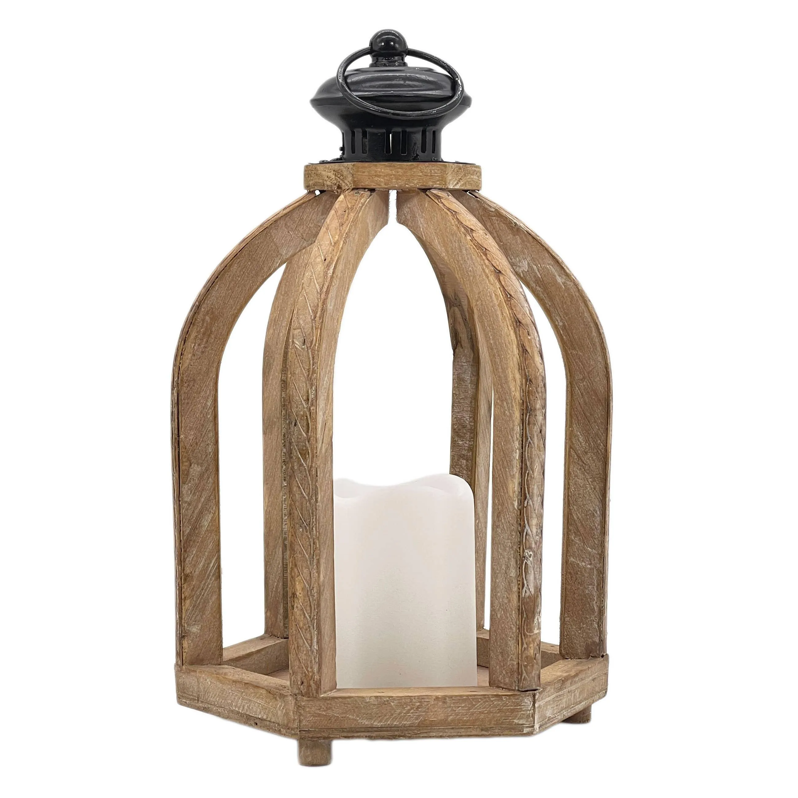 Rustic Wooden LED Candle Lantern
