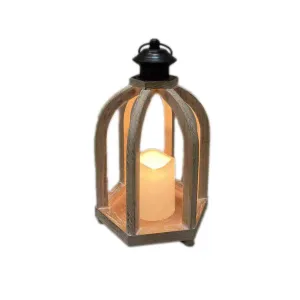 Rustic Wooden LED Candle Lantern