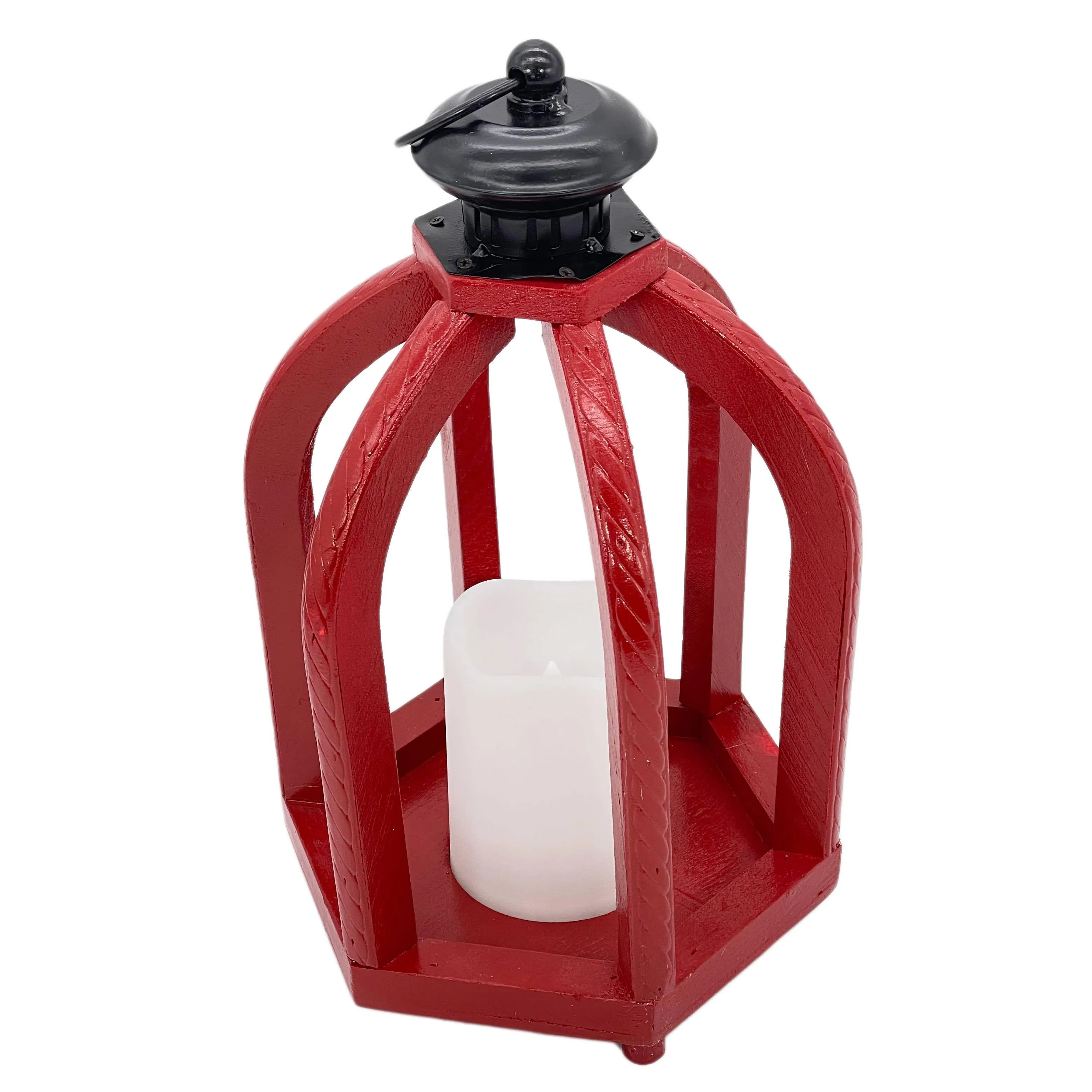 Rustic Wooden LED Candle Lantern