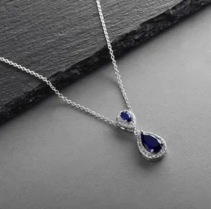 Sapphire Cubic Zirconia Teardrop Wedding Pendant