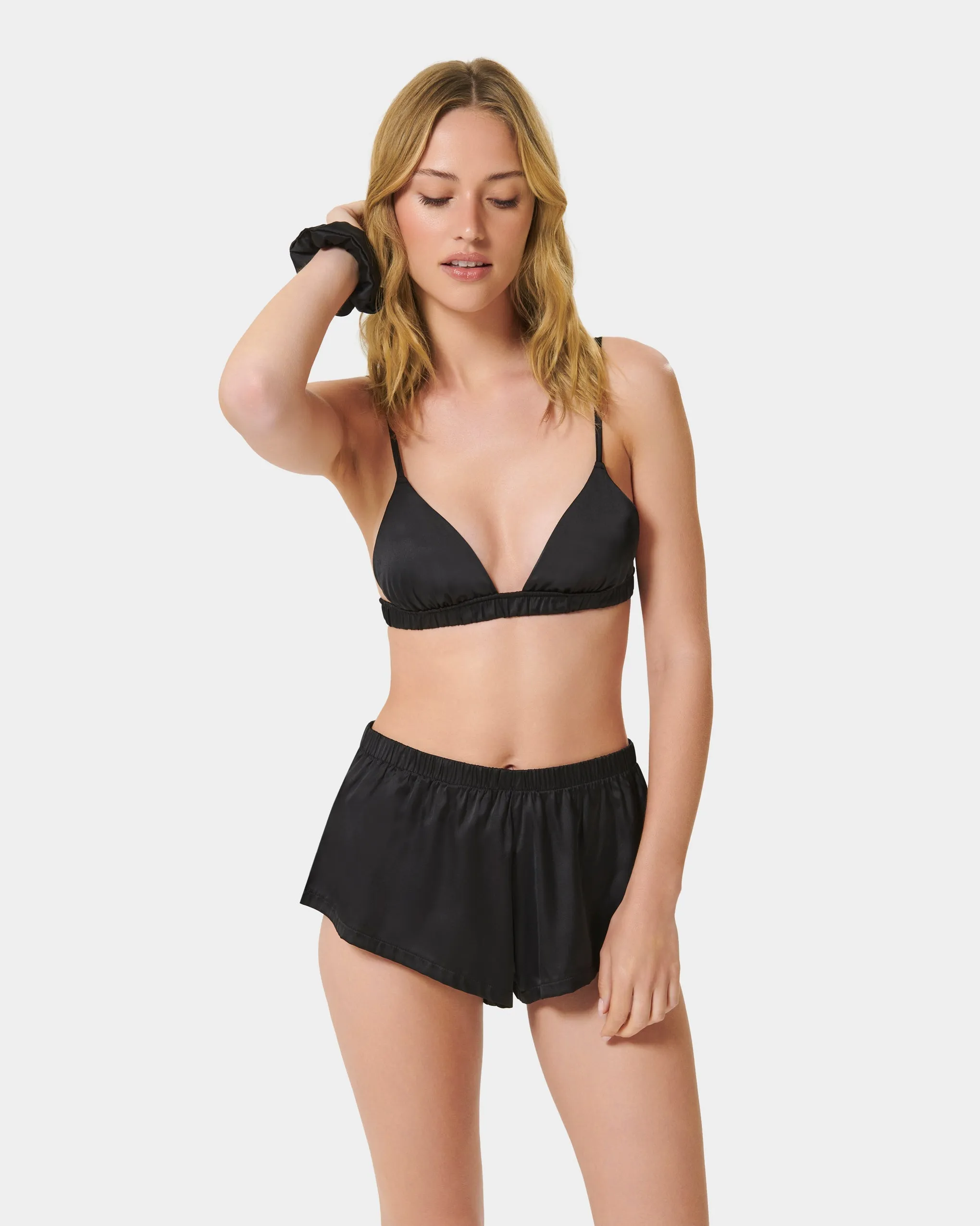 Saskia Luxury Satin Scrunchie Black 