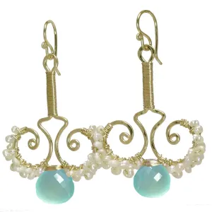 Sea Blue Chalcedony Earrings N79 by Calico Juno Designs, Bonnie Riconda