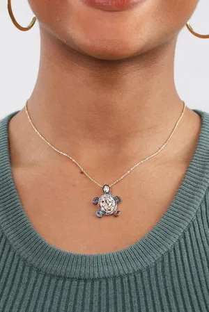 Sea Turtle Pendant Necklace - Gold