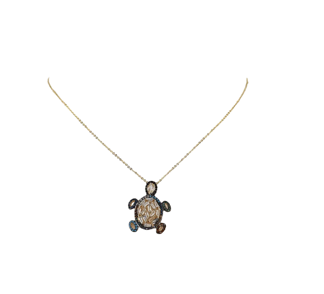 Sea Turtle Pendant Necklace - Gold
