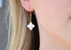 Selene White Mother of Pearl Chain Earrings