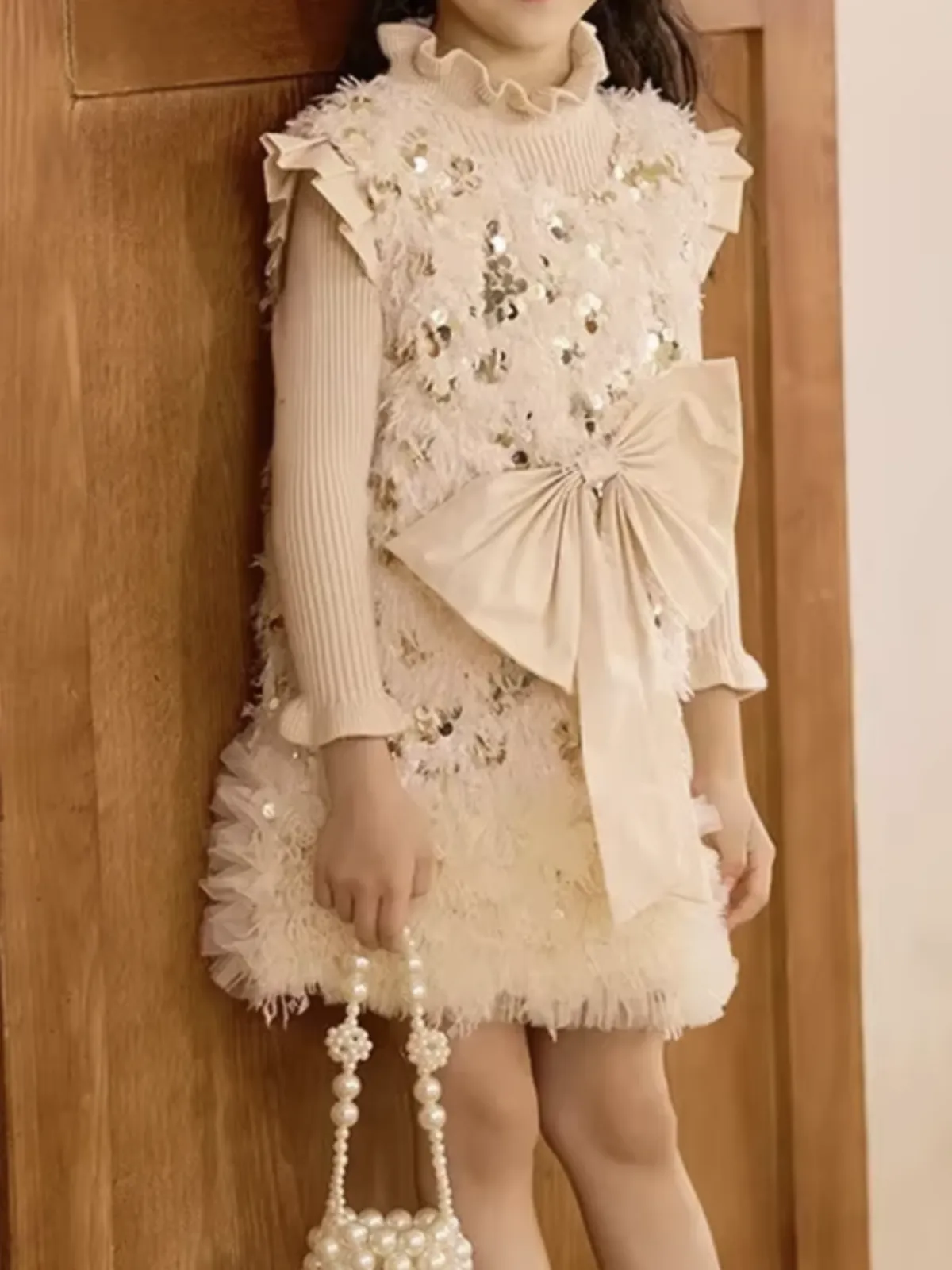 Sequin Bow Tulle Party Dress