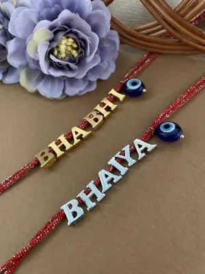 (Set of 2) Rakhi for Bhaiya Bhabhi With Blue Evil Eye
