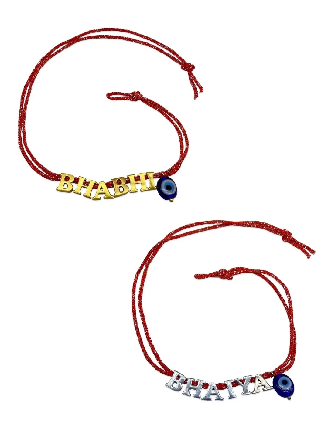 (Set of 2) Rakhi for Bhaiya Bhabhi With Blue Evil Eye
