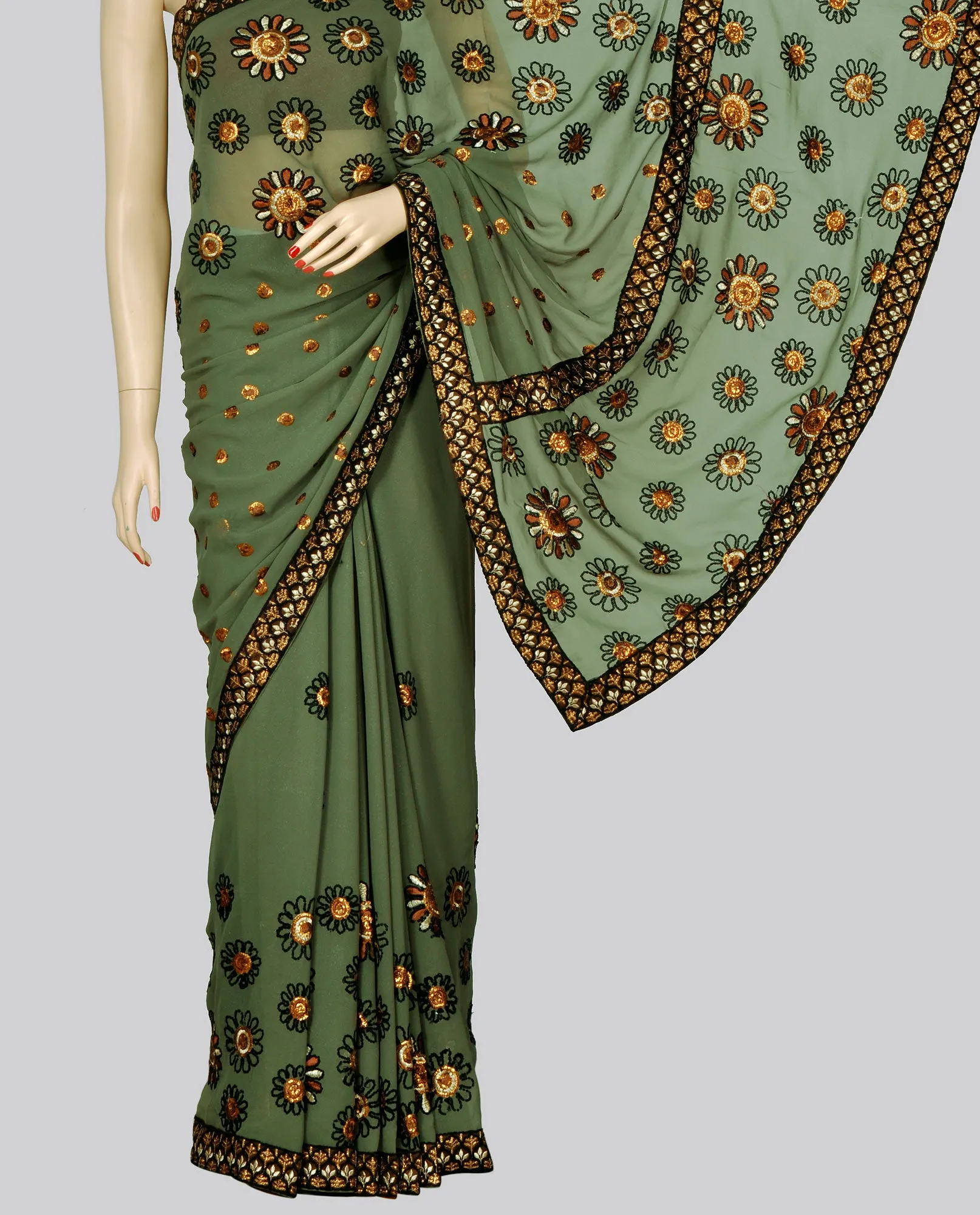 Shimmer Saree with Floral Work