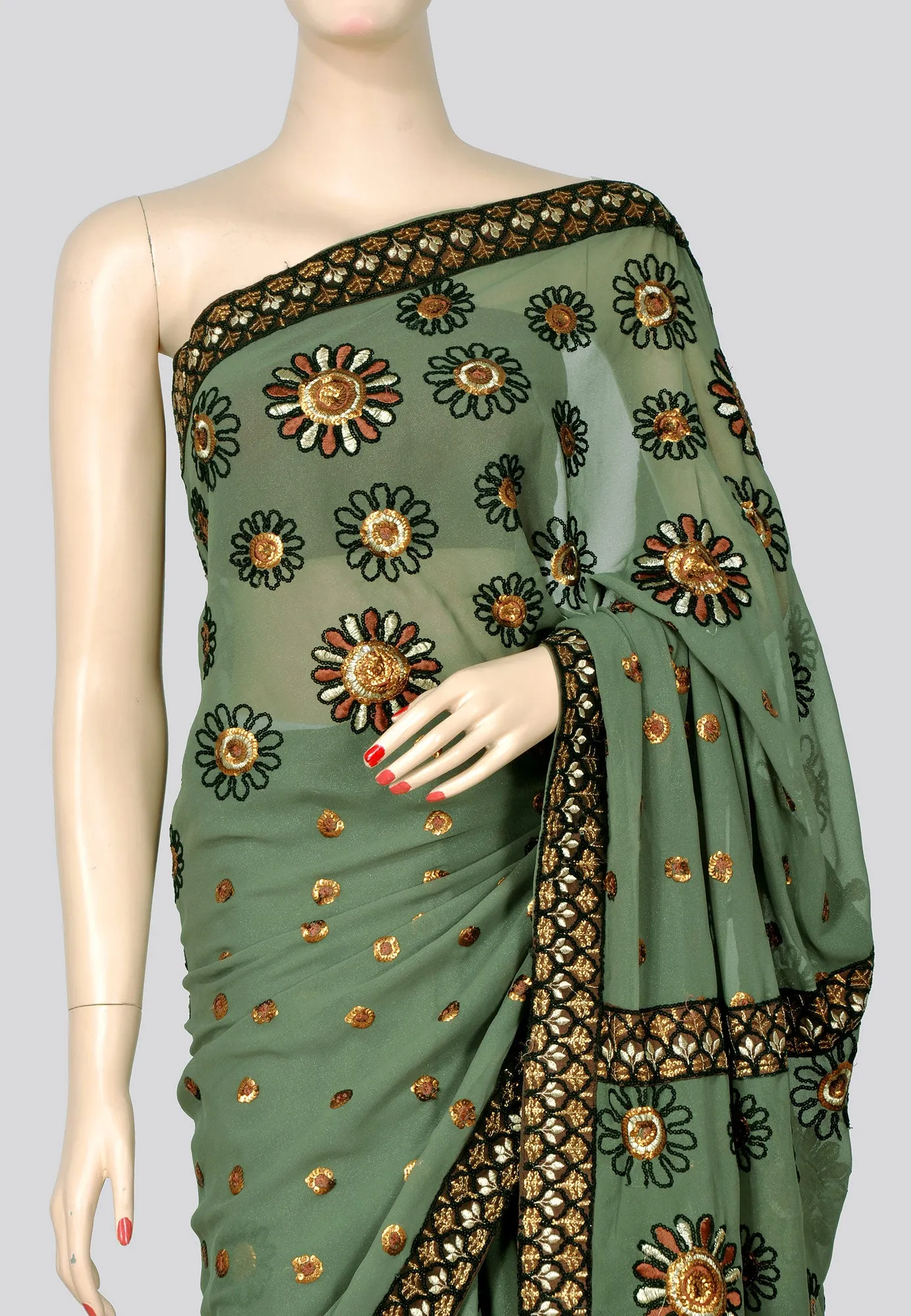 Shimmer Saree with Floral Work