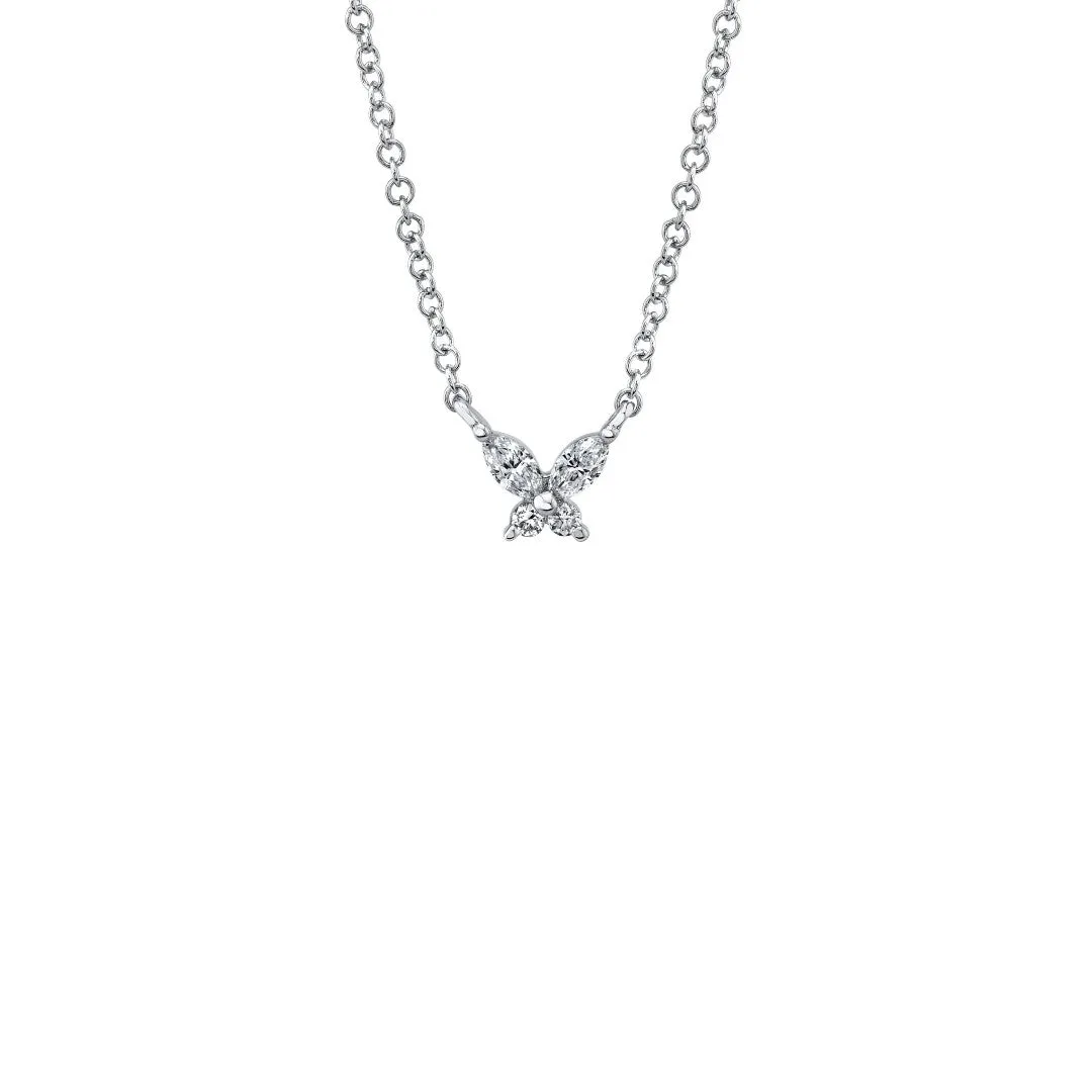 Shy Creation Tiny Diamond Butterfly Necklace
