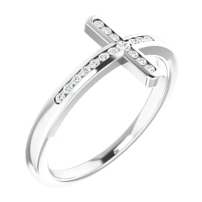 Sideways Cross Diamond Ring