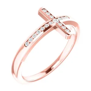 Sideways Cross Diamond Ring