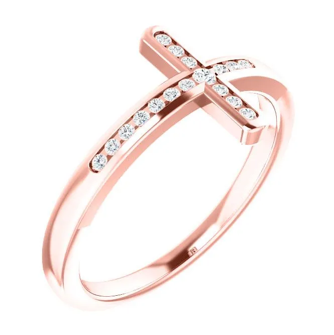 Sideways Cross Diamond Ring