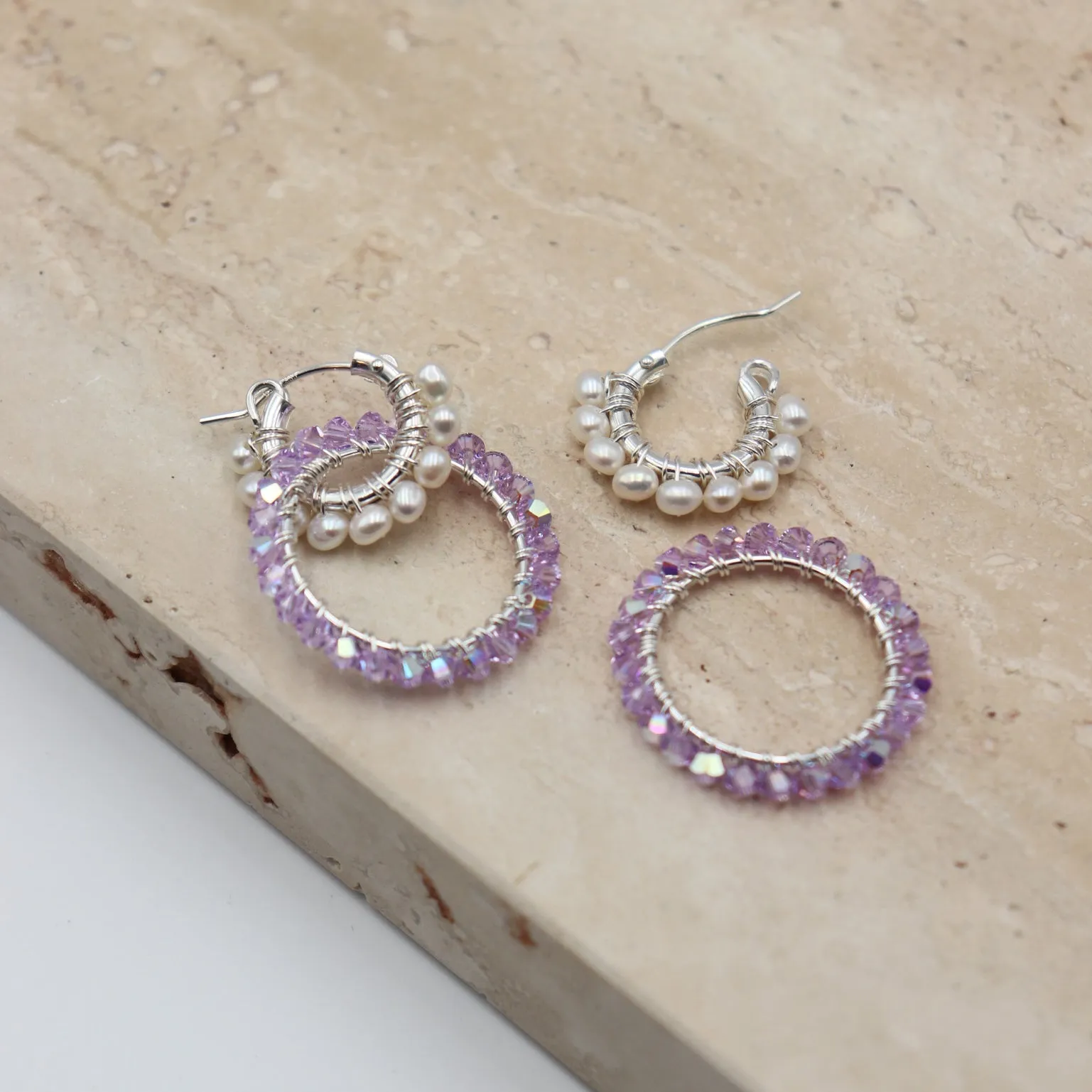 Silver Charming Hoops Purple