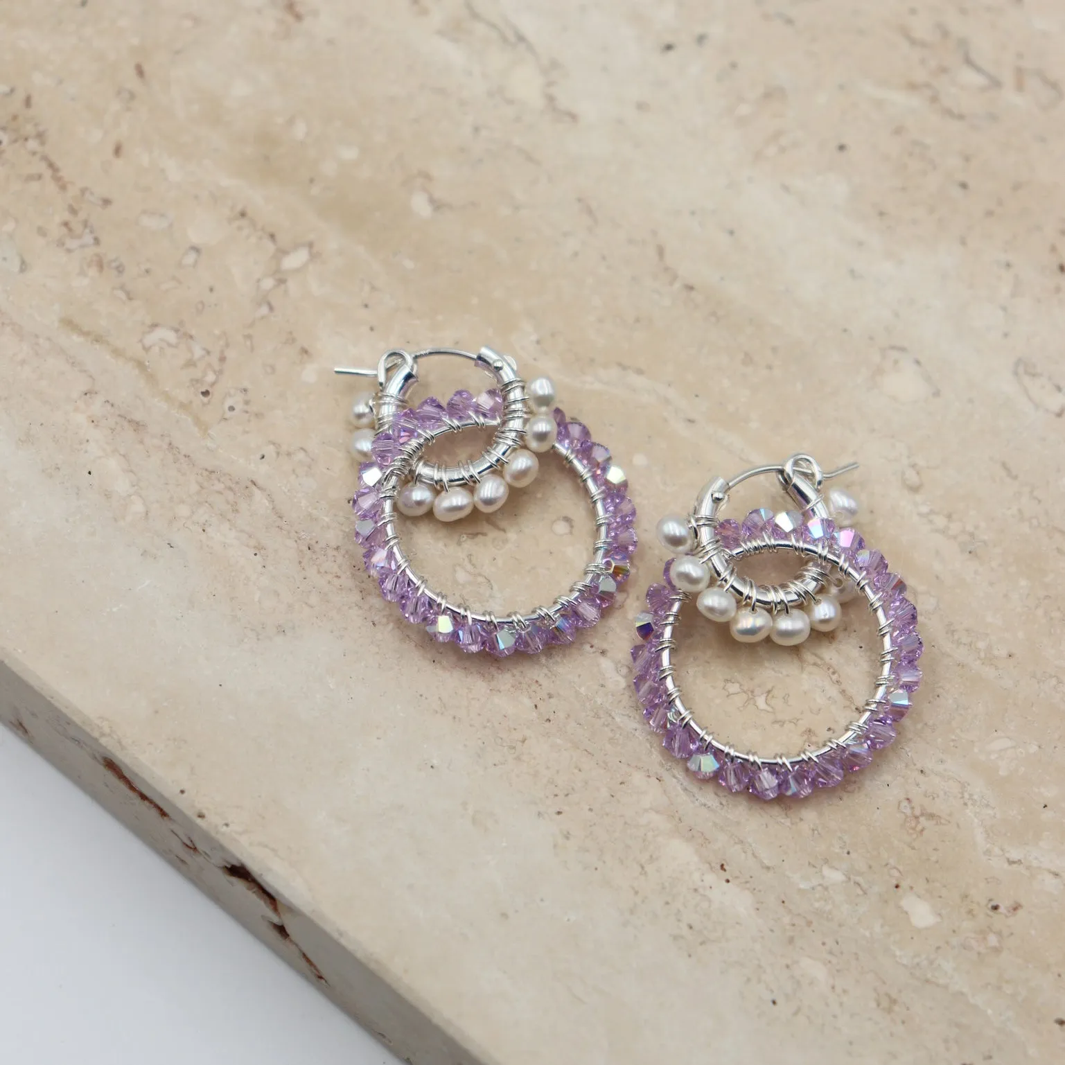 Silver Charming Hoops Purple