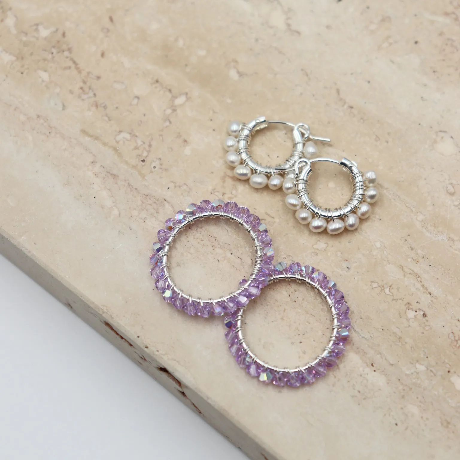 Silver Charming Hoops Purple