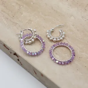 Silver Charming Hoops Purple