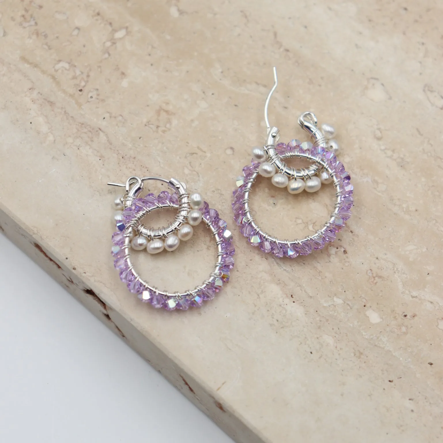 Silver Charming Hoops Purple