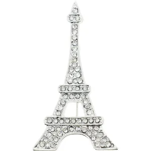 Silver Eiffel Tower Paris Crystal Brooch and Pendant