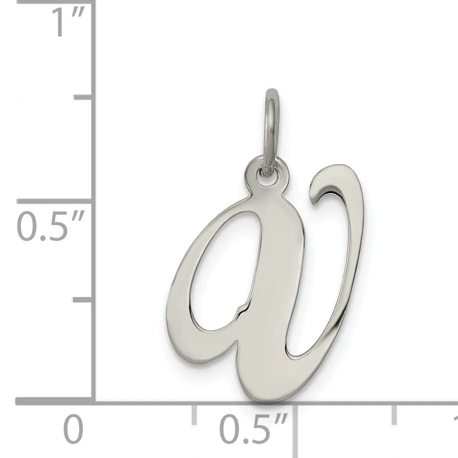 Silver Medium Fancy Script Initial V Charm