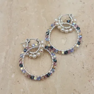 Silver Multi-Color Charming Hoops