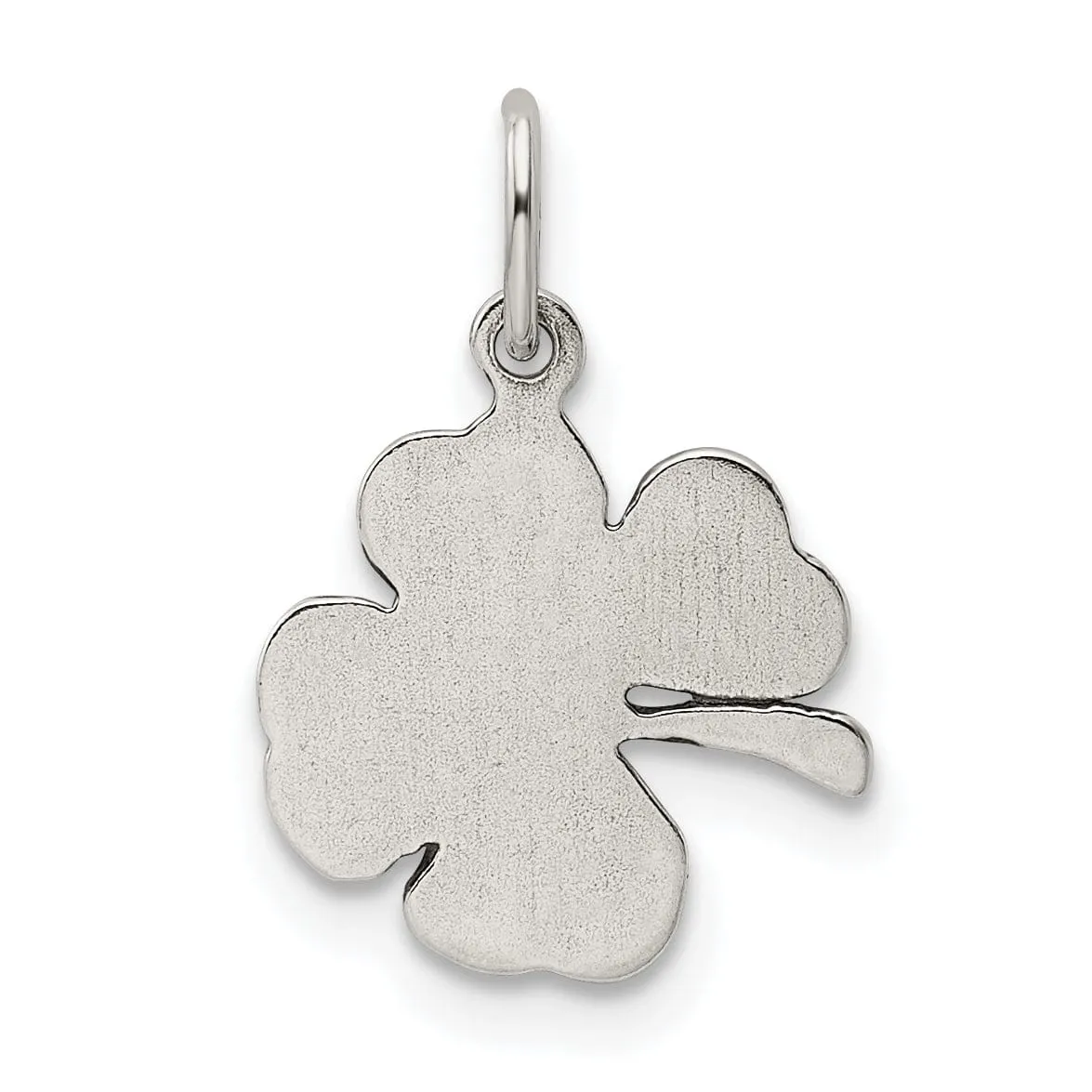 Silver Polished Antiqued 4-Leaf Clover Charm
