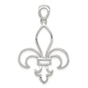 Silver Polished Finish Fleur de Lis Charm
