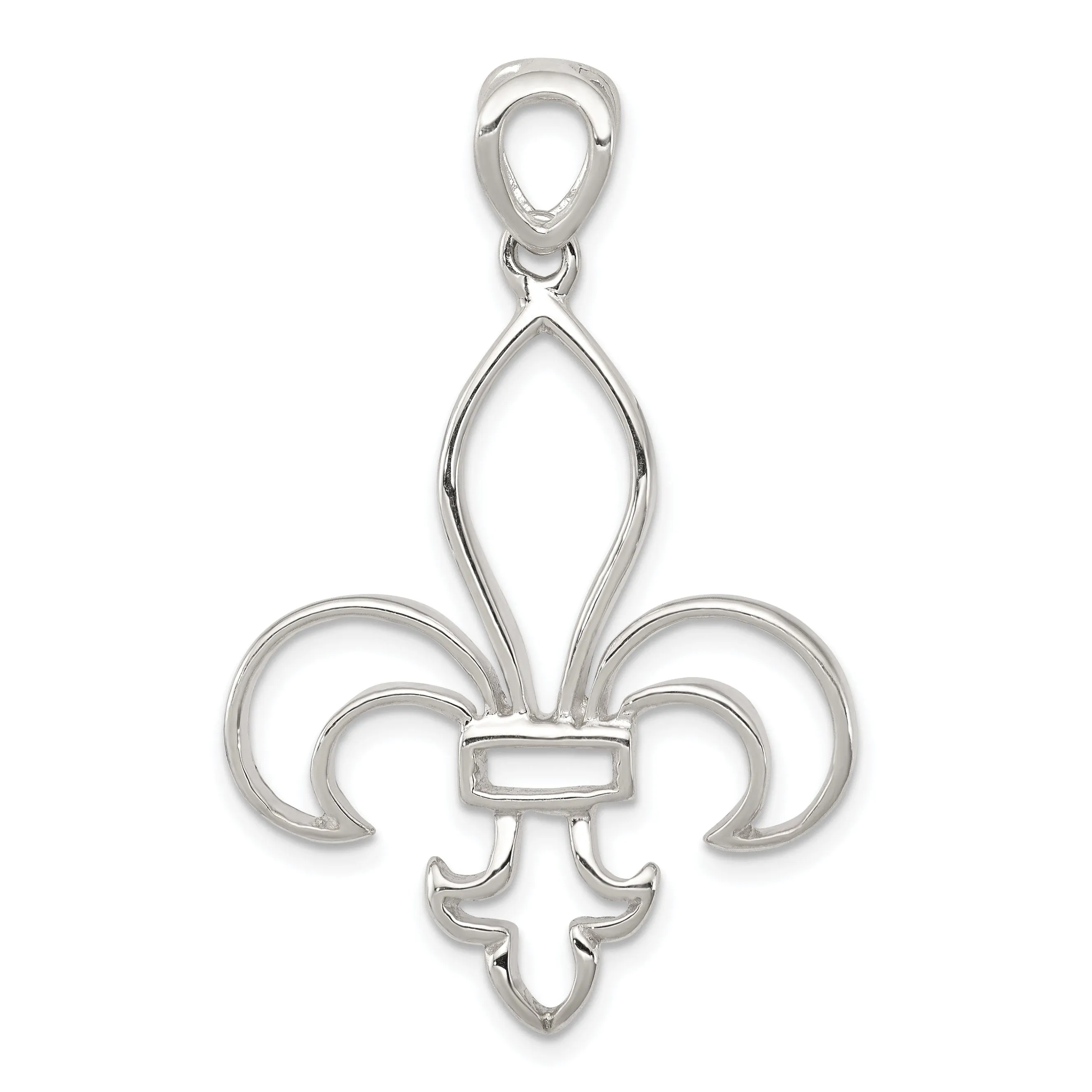 Silver Polished Finish Fleur de Lis Charm