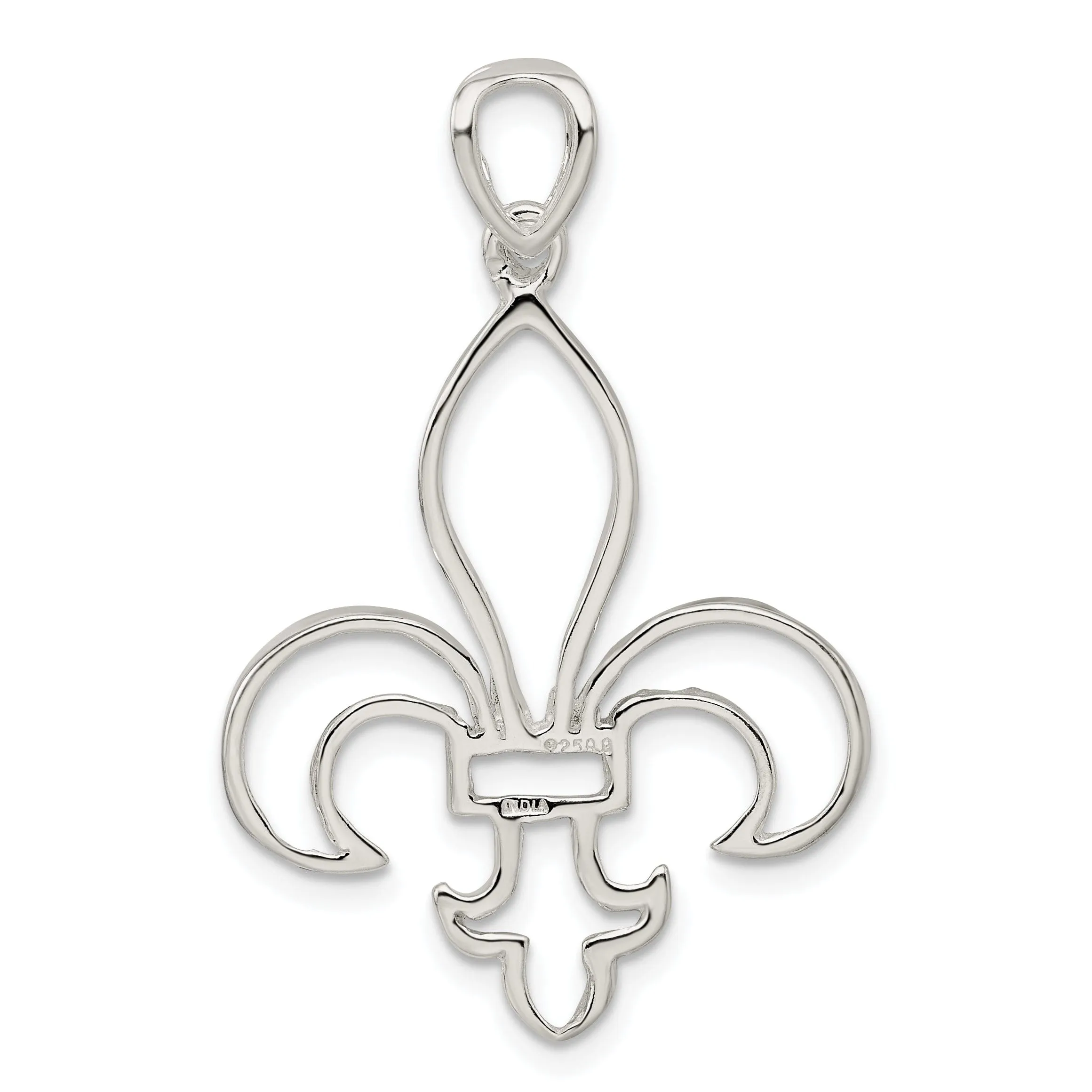 Silver Polished Finish Fleur de Lis Charm