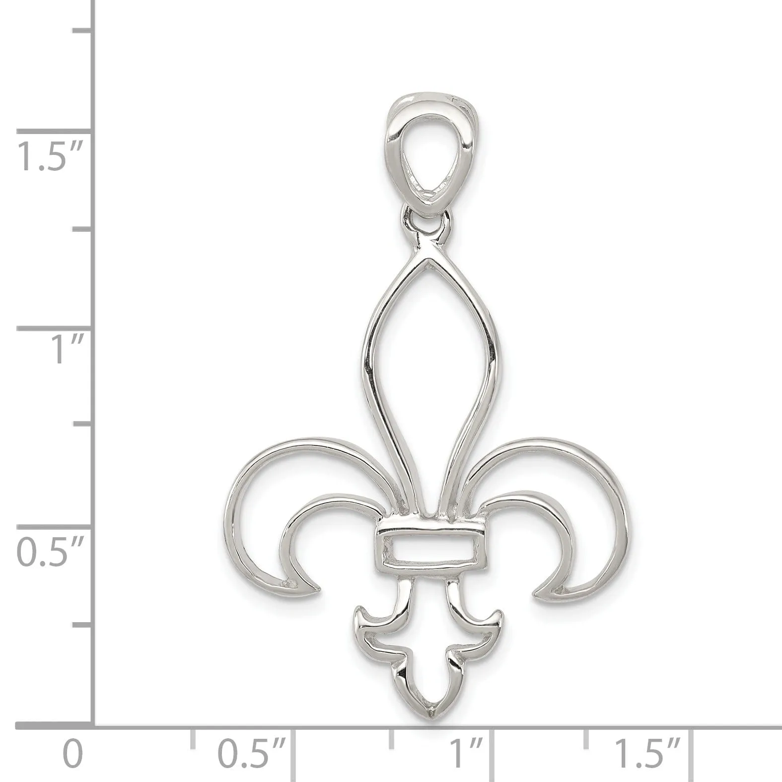 Silver Polished Finish Fleur de Lis Charm