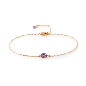 Single Stone Bezel Set Amethyst Bracelet