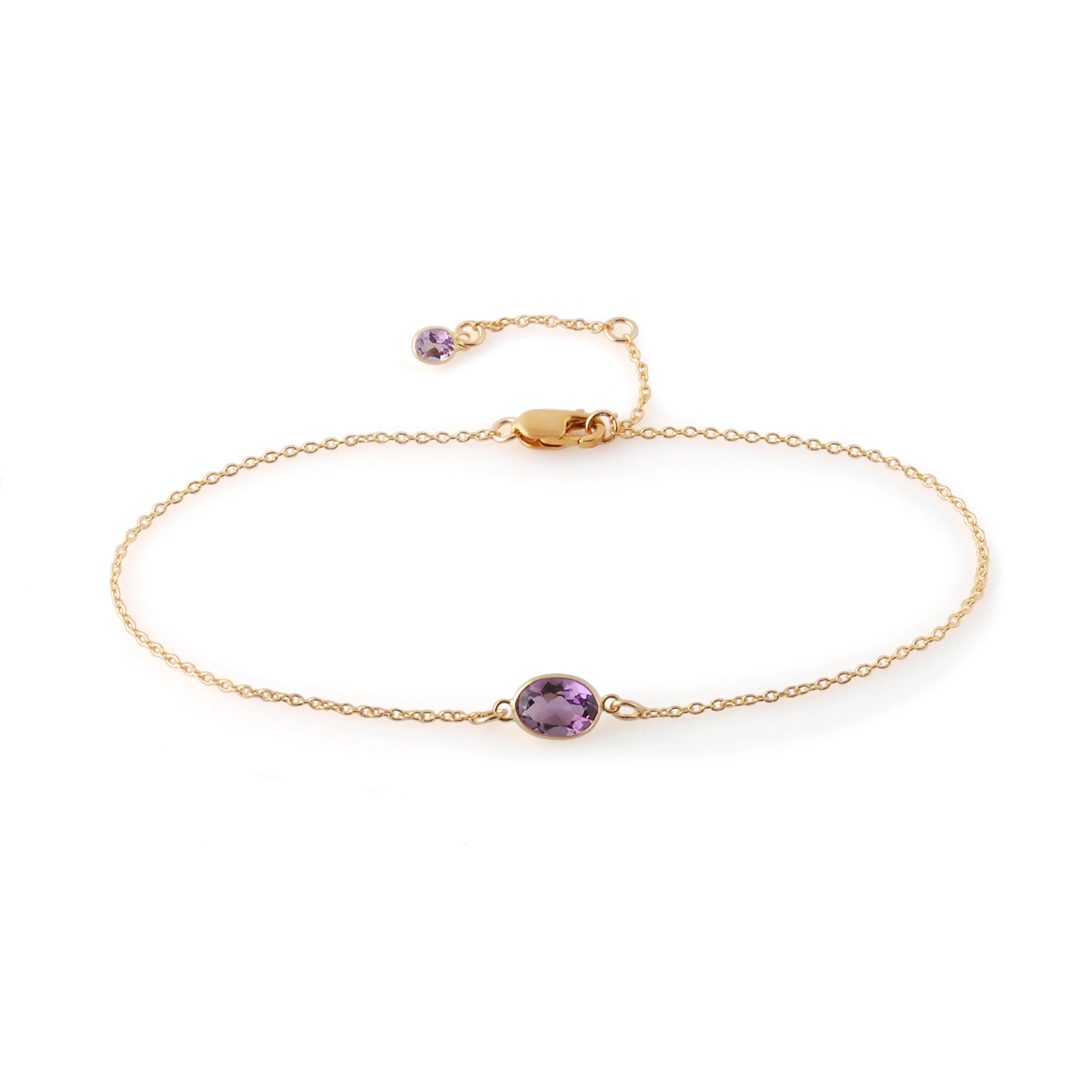 Single Stone Bezel Set Amethyst Bracelet