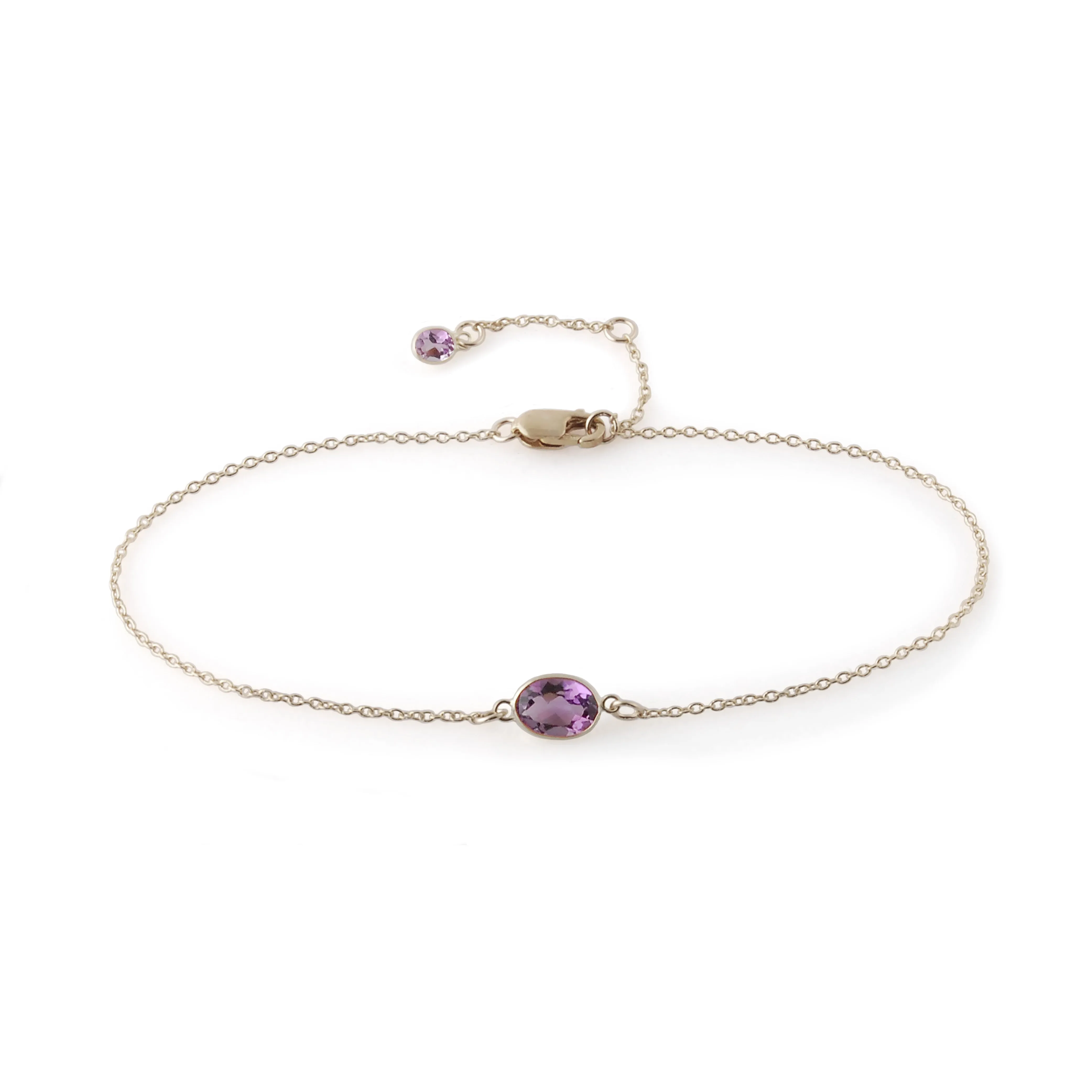 Single Stone Bezel Set Amethyst Bracelet