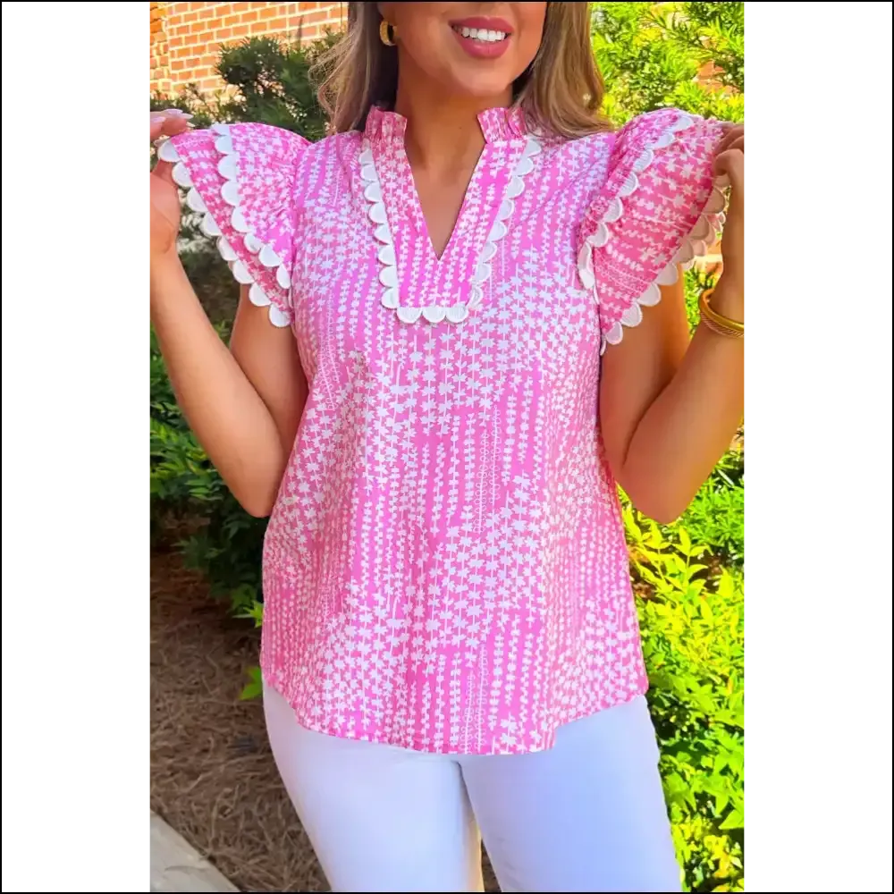 Sky Blue Abstract Print Blouse Instant Fashionista