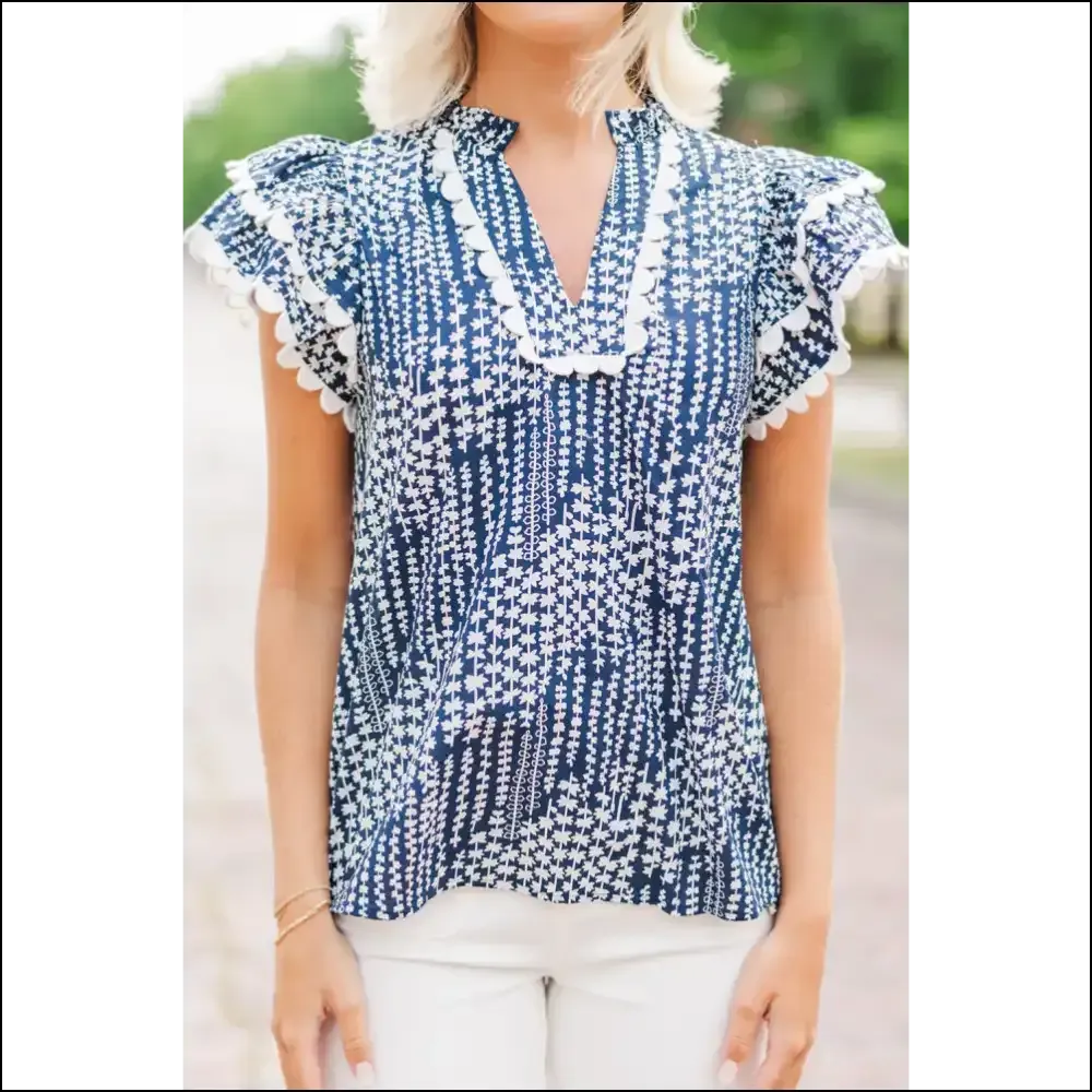 Sky Blue Abstract Print Blouse Instant Fashionista
