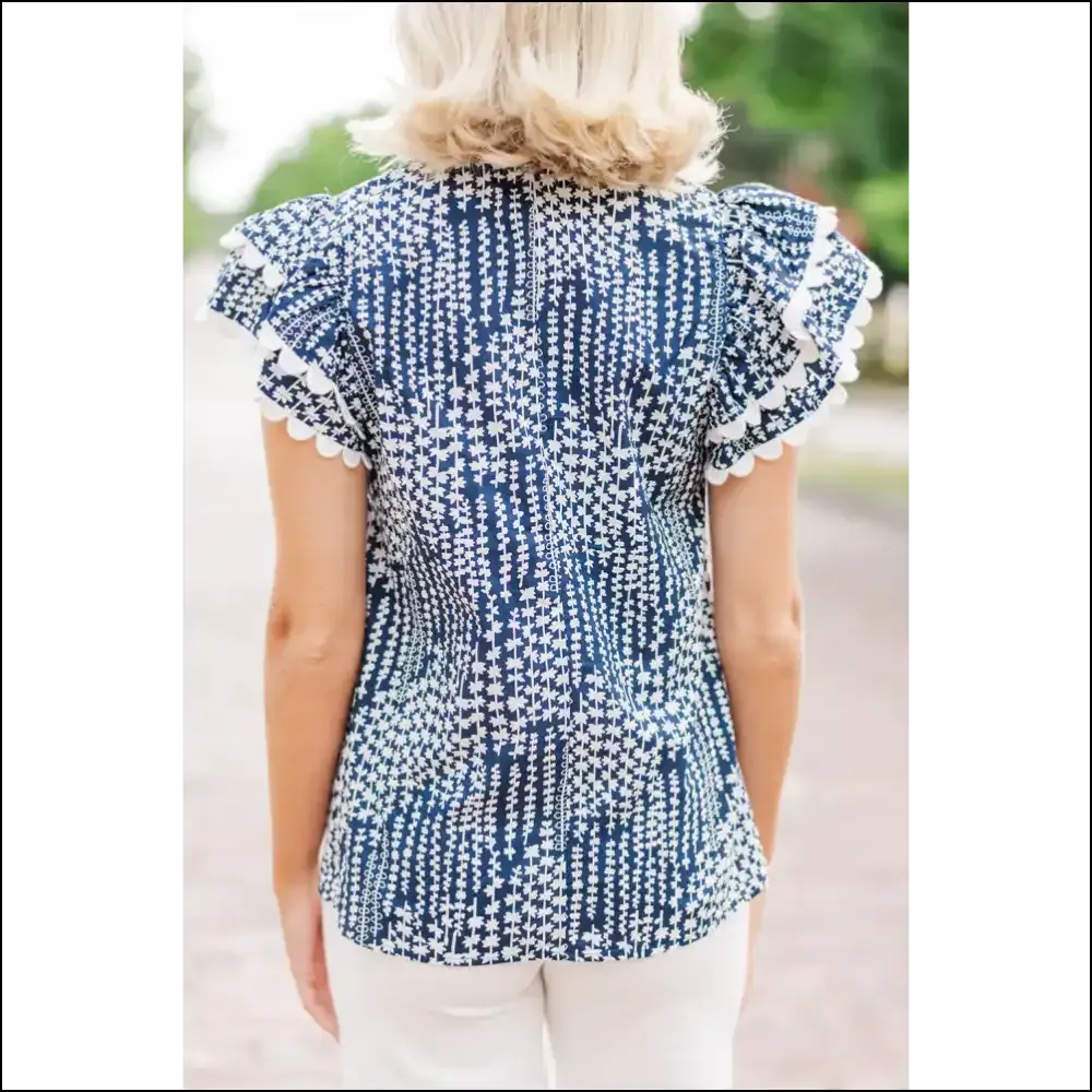 Sky Blue Abstract Print Blouse Instant Fashionista
