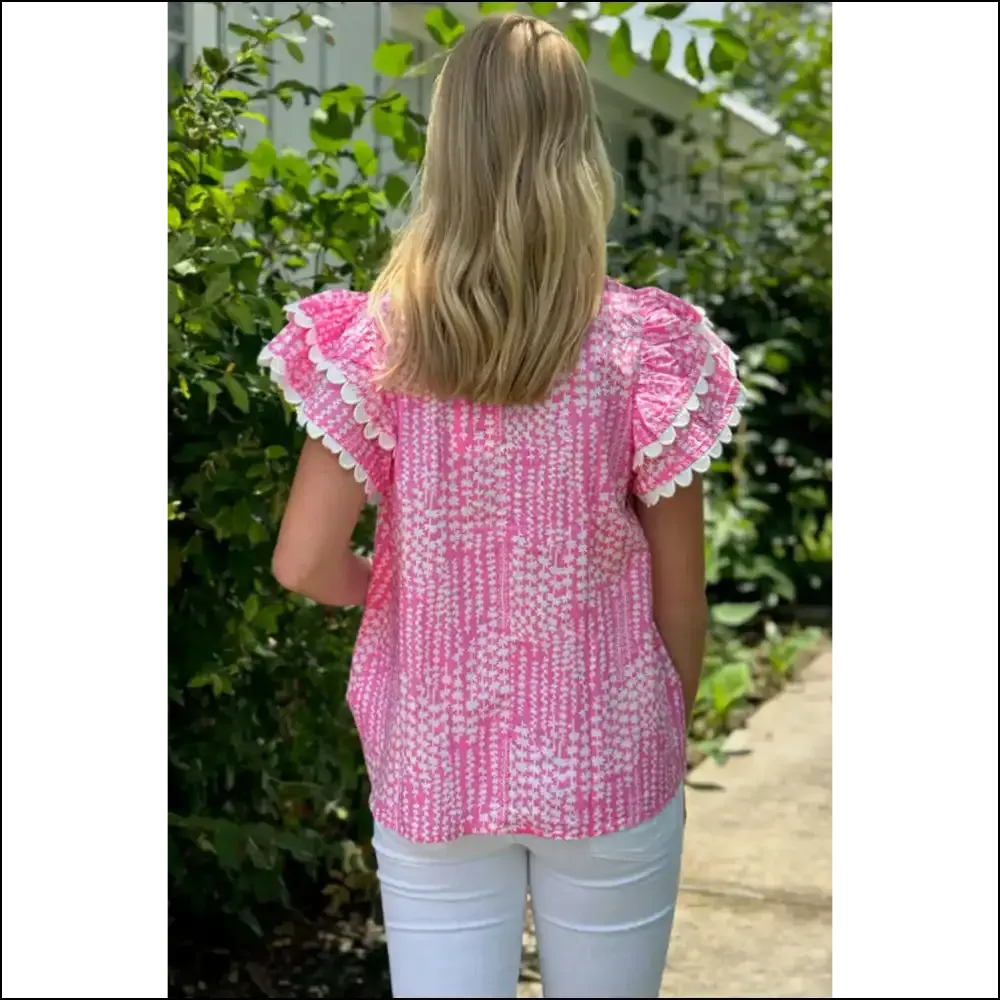 Sky Blue Abstract Print Blouse Instant Fashionista