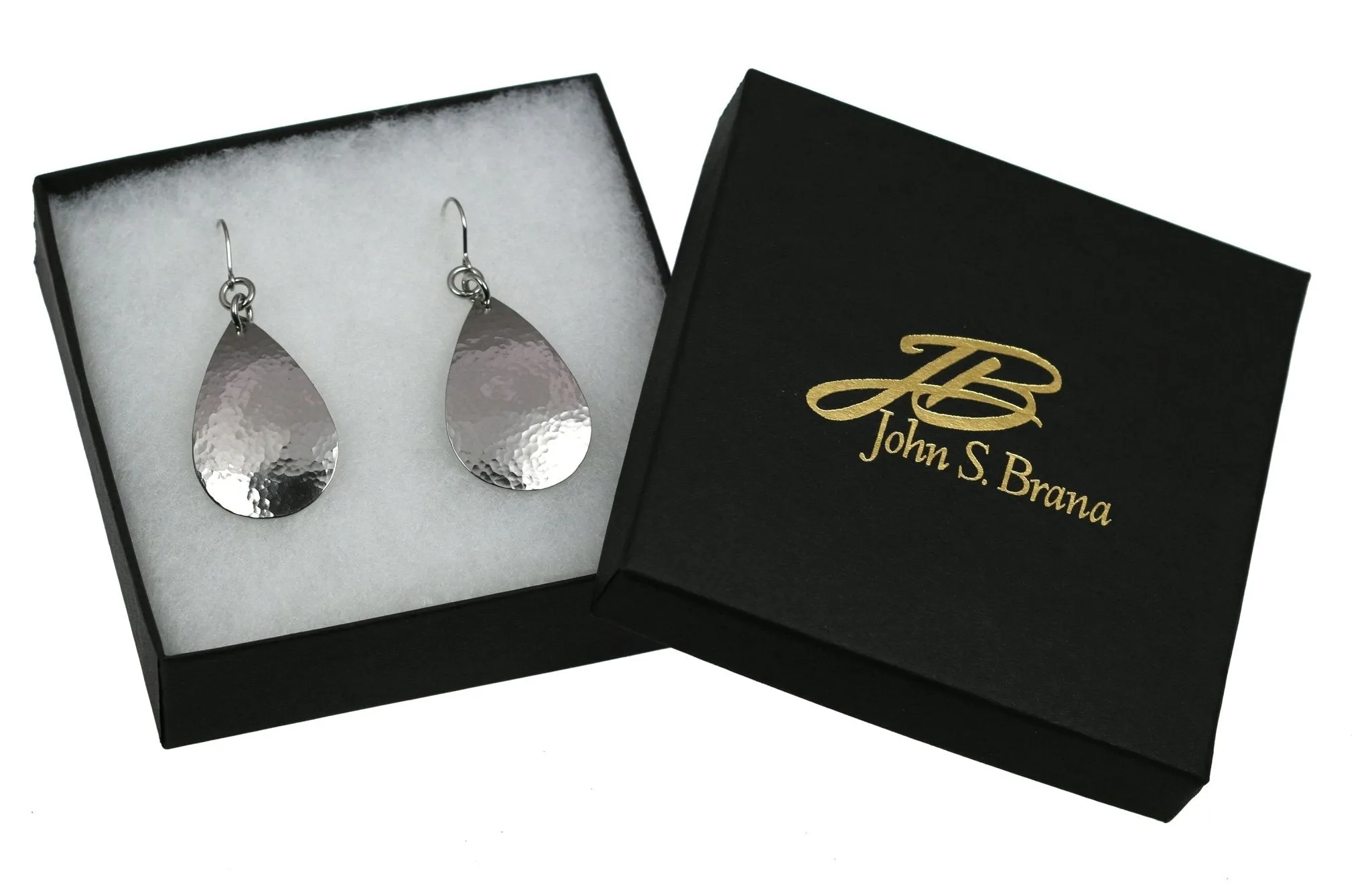 Small Hammered Stainless Steel Teardrop Earrings