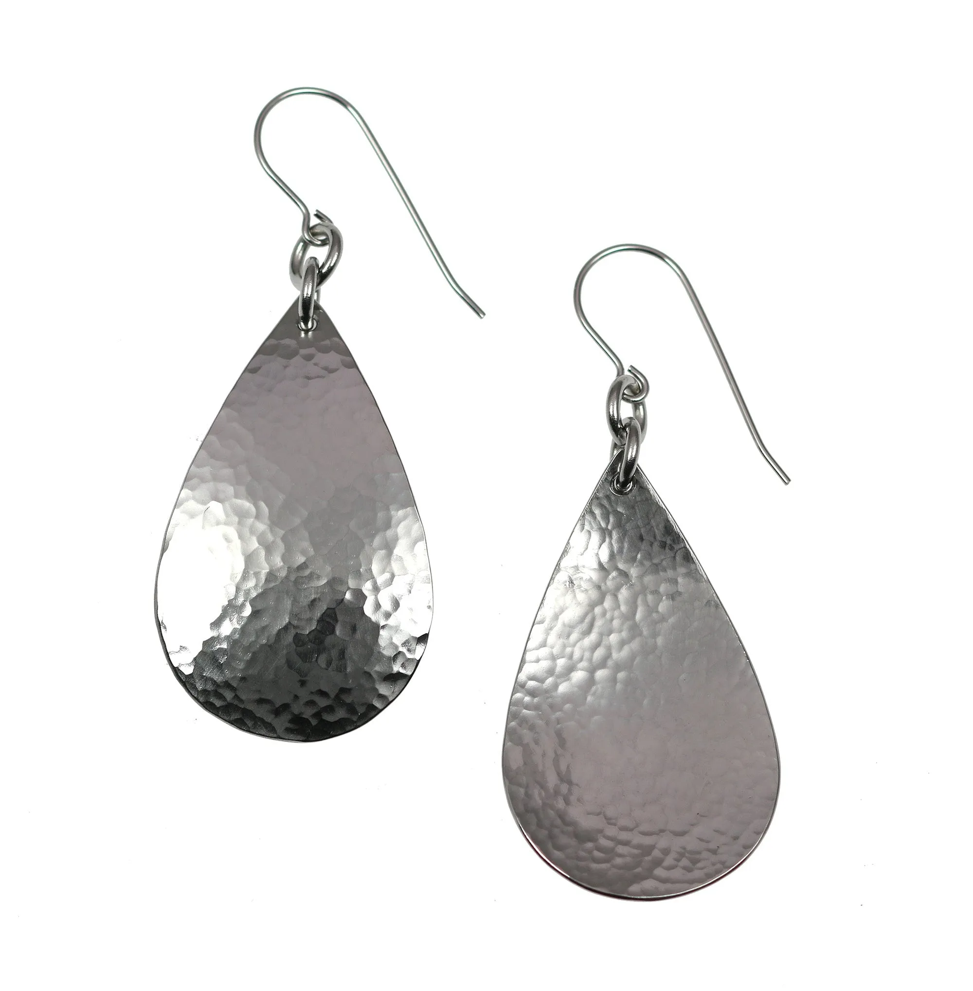 Small Hammered Stainless Steel Teardrop Earrings