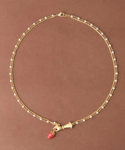 Sneak Strawberry Pearl Necklace【Japan Jewelry】