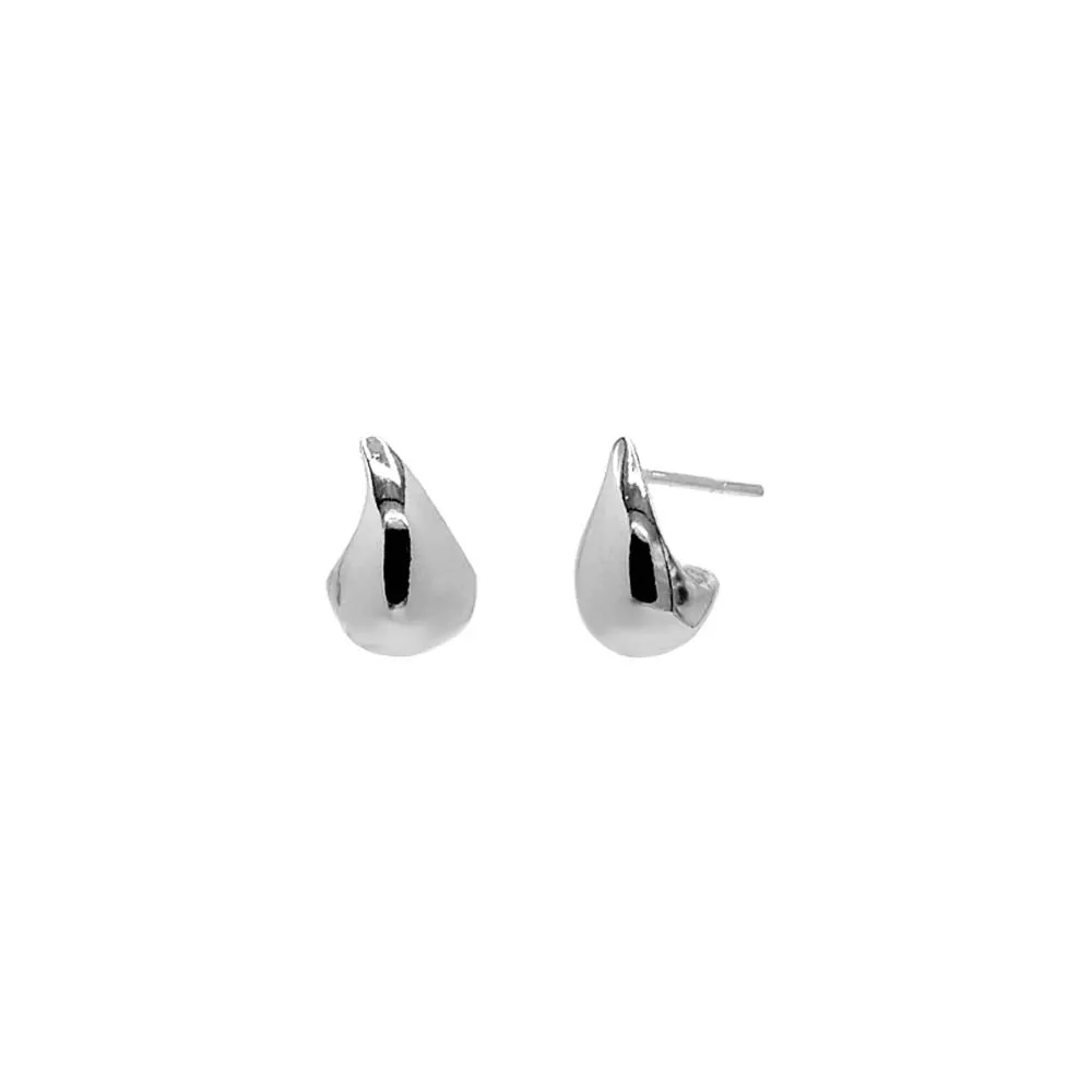 Solid Curved Teardrop Hoop Earring
