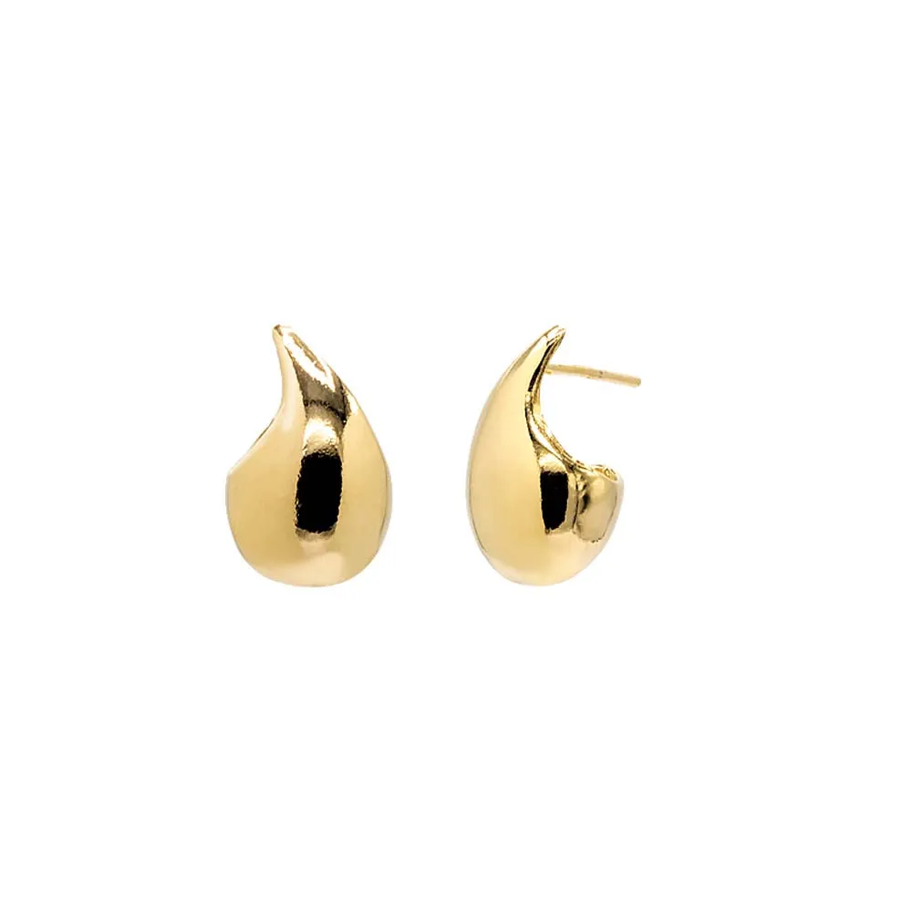 Solid Curved Teardrop Hoop Earring