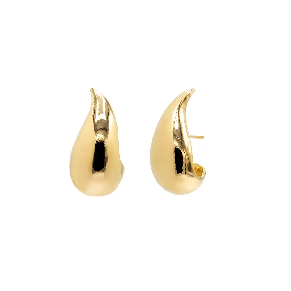 Solid Curved Teardrop Hoop Earring