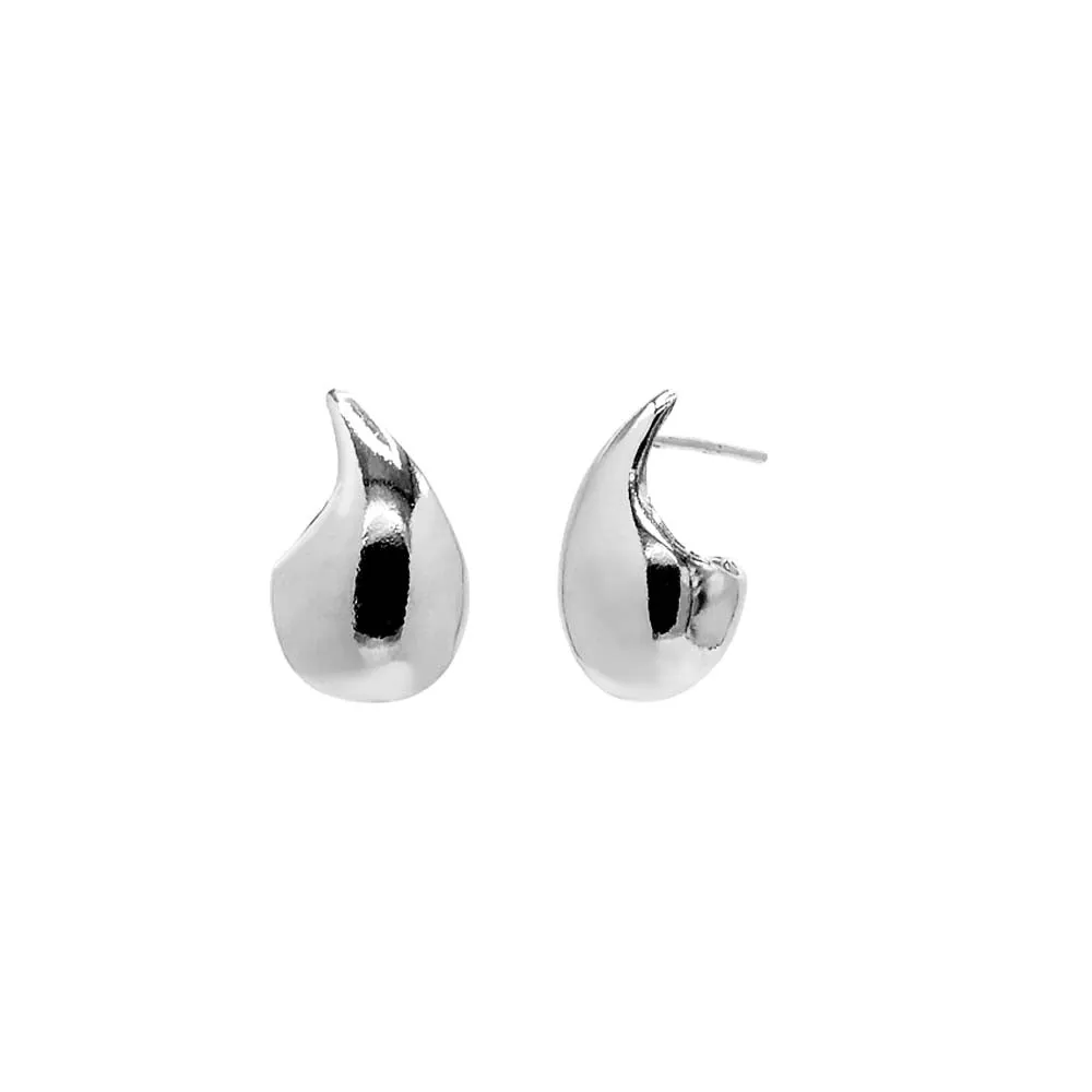 Solid Curved Teardrop Hoop Earring